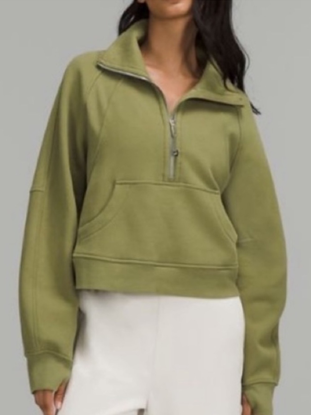 LULULEMON Scuba Cropped Funnel Neck Half-Zip Pullover Sweatshirt